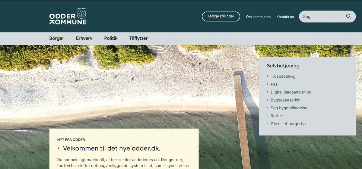 Billede af forsiden på det nye Odder.dk