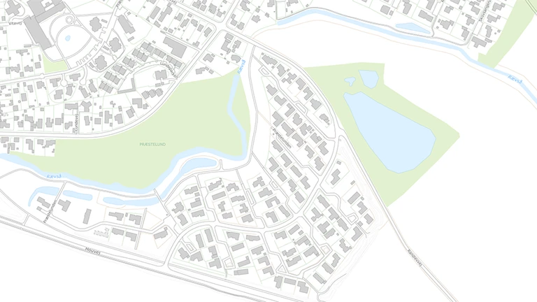 Kort over området med Den hvide sø